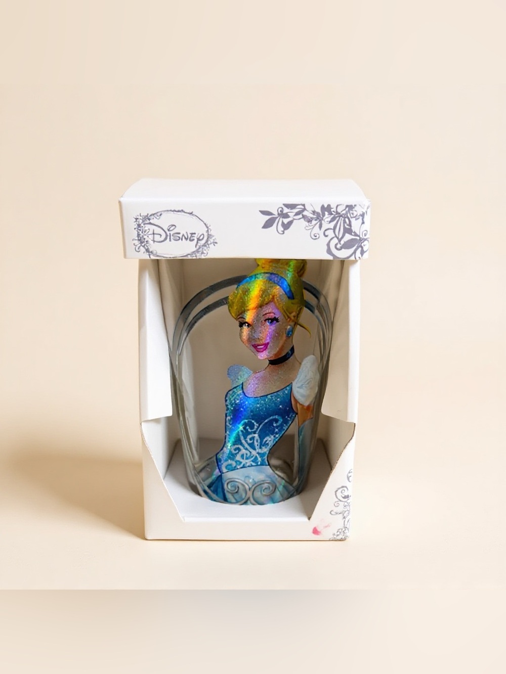 Disney 16 oz. Cinderella glass tumbler featuring a holographic Cinderella 2/$25